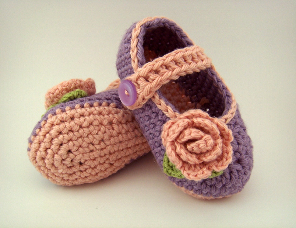 Purple and Pink Baby Shoes with Flowers
