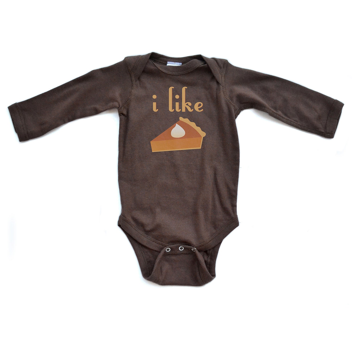 I Like Pie - Thanksgiving Brown Long Sleeve Baby Bodysuit - 0310-4411-BRO