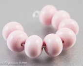 Bubblegum Pink Lampwork Beads, Glass Spacers, SRA Handmade Jewelry Supplies