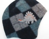 Dinosaur Hat, Navy Blue Felted Wool Baby Hat, size 6 to 12 months