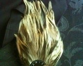 Steampunk Feather Clock Face Fascinator Barrette - Badger