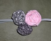 Gray and Pink Rosette Headband