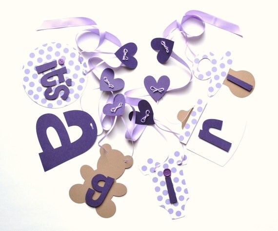 Baby shower decorations lavender and purple it's a girl banner by ParkersPrints on Etsy Il_570xn