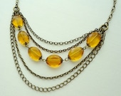 SHOP SALE- Amber Vintage Inspired Layered Necklace. Mustard Yellow. Honey. Antique brass. Fall Jewelry