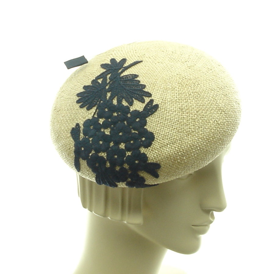 Size Large Cocktail Hat for Women - Vintage Style Pillbox Hat - Straw Hat