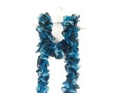 Blue Ruffled Scarf Hand Knit