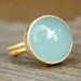 Blue Chalcedony Ring - Round - Adjustable Ring, Aqua Blue, Minty