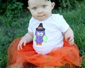 Halloween Witch Owl Embroidered, Applique onesie, shirt