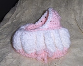 Handmade Pink/White Crocheted Childs Purse/Doll Bassinet