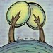 BOGO SALE - Yellow, Green and Brown Trees on a Hill 8x10 Friendship Wall Art Print - Lean on Me