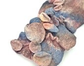 Felt Scarf Nuno Felted Scarf Short Textured Wool Neck Warmer Collar OOAK