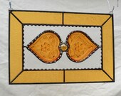 Sandwich Glass Tiara Amber Heart Nut Dishes Stained Glass Window Suncatcher