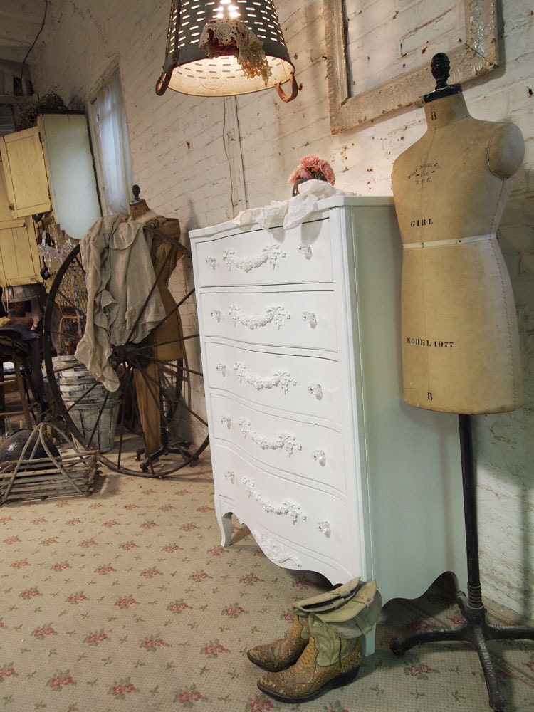 Painted Cottage Chic Shabby White French Dresser CH368