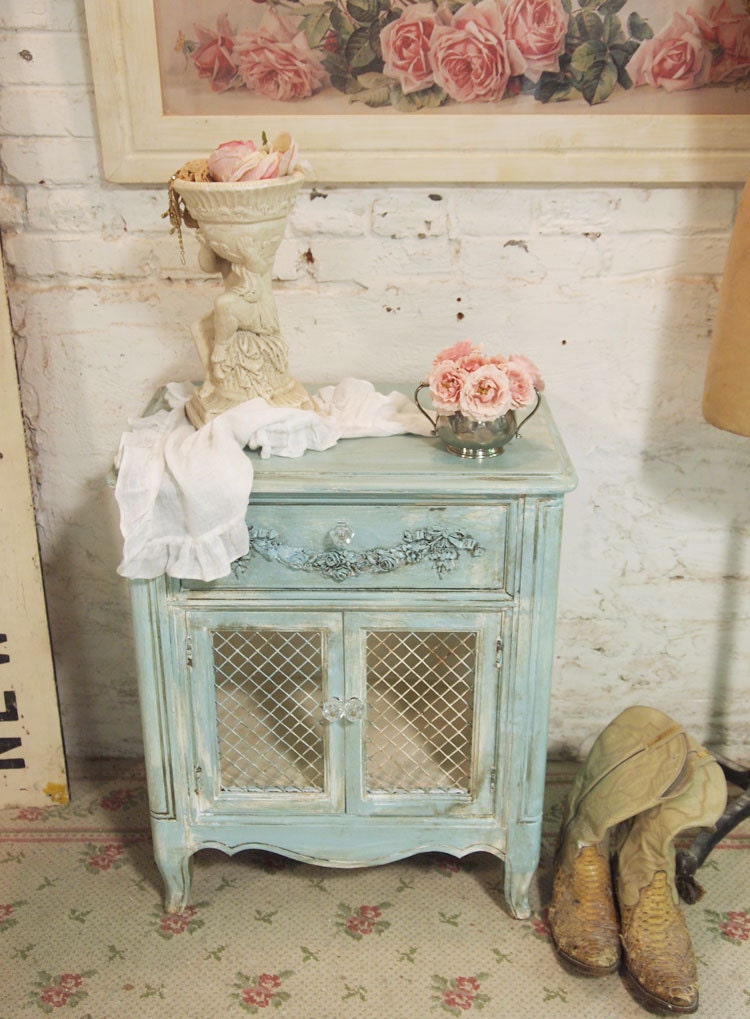Painted Cottage Chic Shabby Tea Stained Night Table NT441