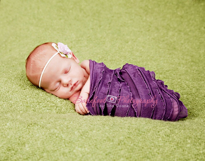 Purple Ruffle Fabric Stretchy Newborn Baby Girl Photography Prop Wrap - Ready to Ship