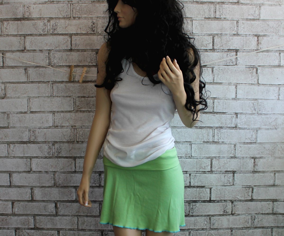 Foldover Mini Skirt, Roller Derby Skirt, Dyed green or custom colors.