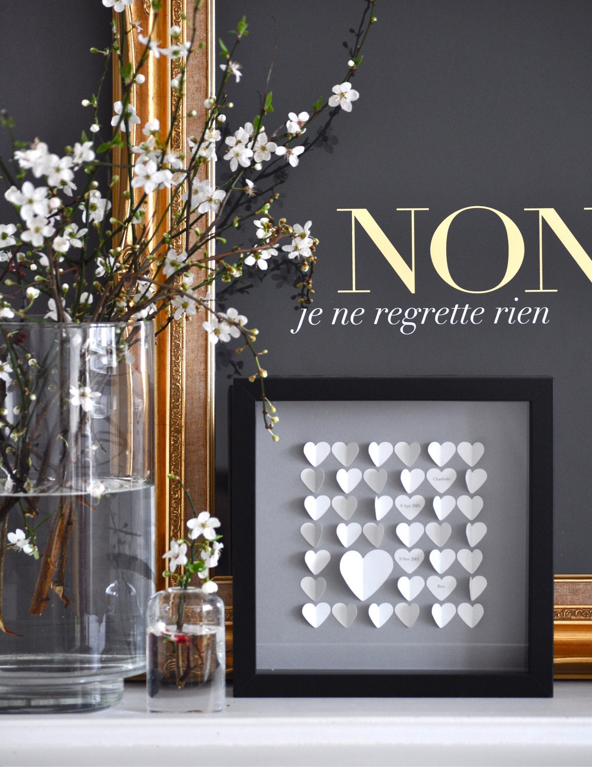 Personalized Grey Hearts