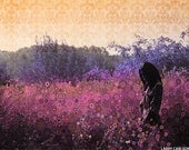 In the Flowers...16x20 matted fine art giclee print / photo collage