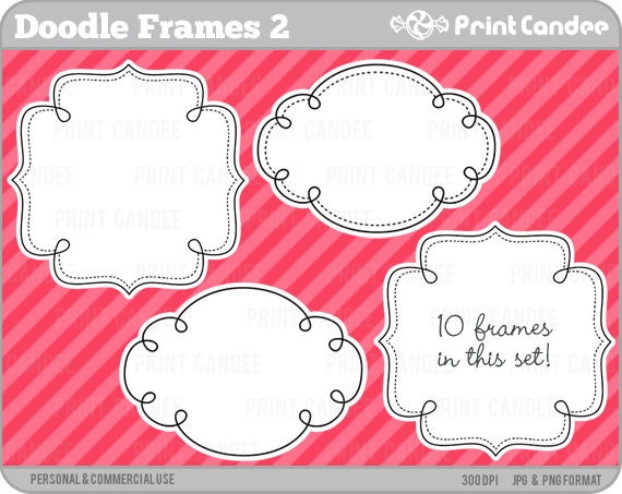 Doodle Frames 2 - BUY 2 GET 2 FREE - Personal and Commercial Use - digital clipart frames clip art cute modern