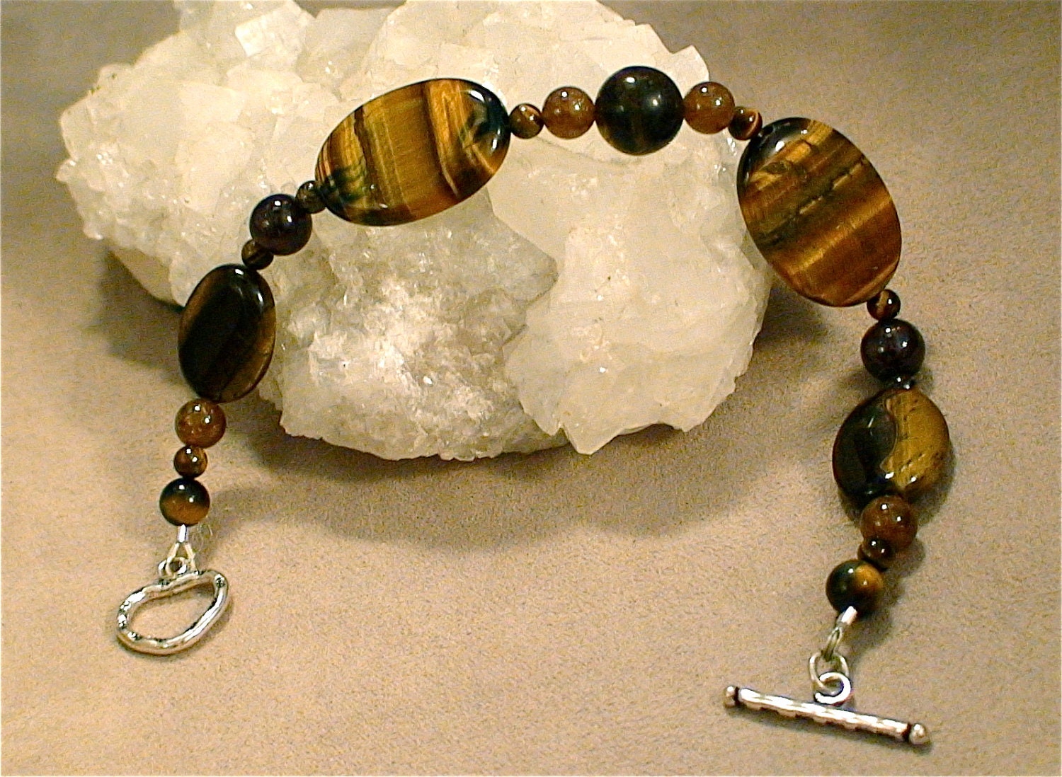 NEW - Tiger Eye Garnet Sterling Bracelet