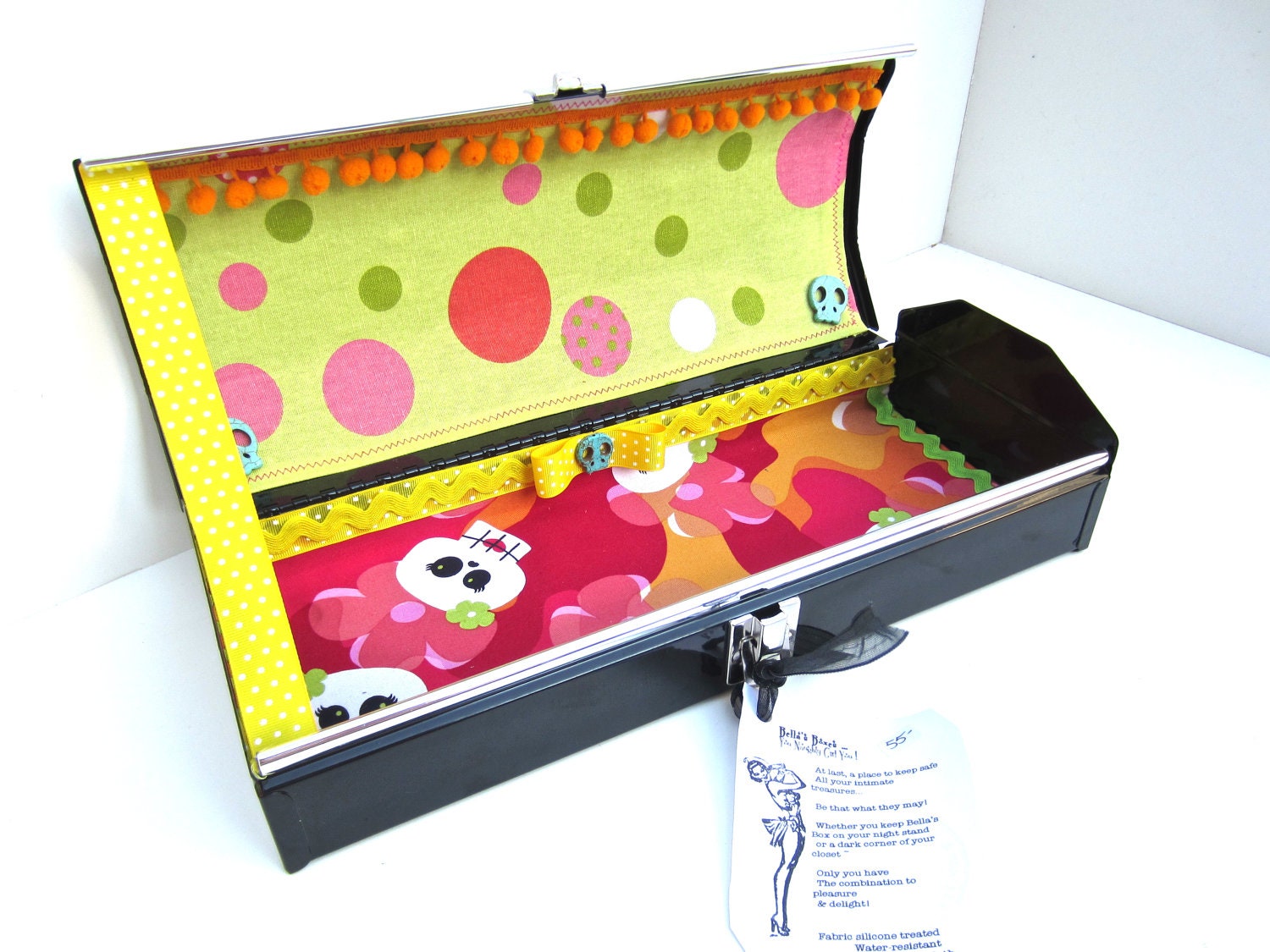Adult Toy Box, day of the dead inspired, bachlorette box, burlesque storage, nightstand box, Bella's box, love, intimacy and secrets