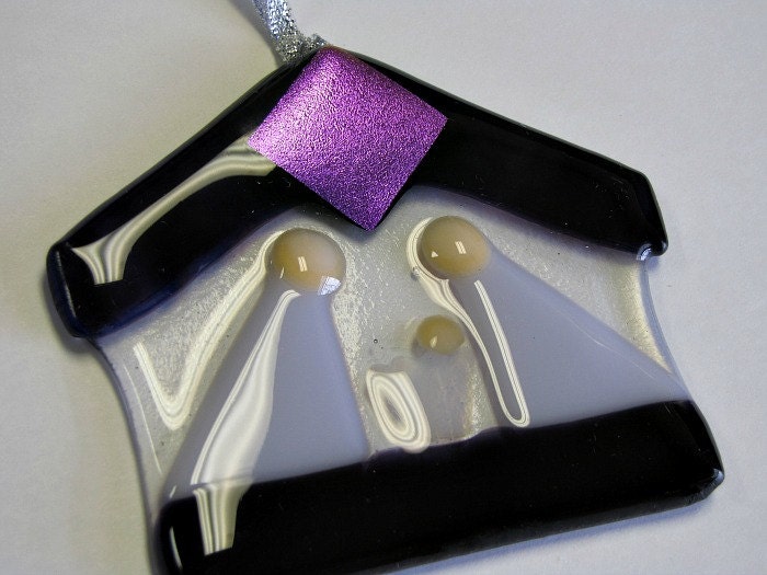 Fused Glass Purple Ornament/ Suncatcher/ Nativity