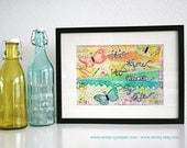 Mixed Media 8,5 x 11 Art Print of original canvas "It's time to create my life", lovely home decor