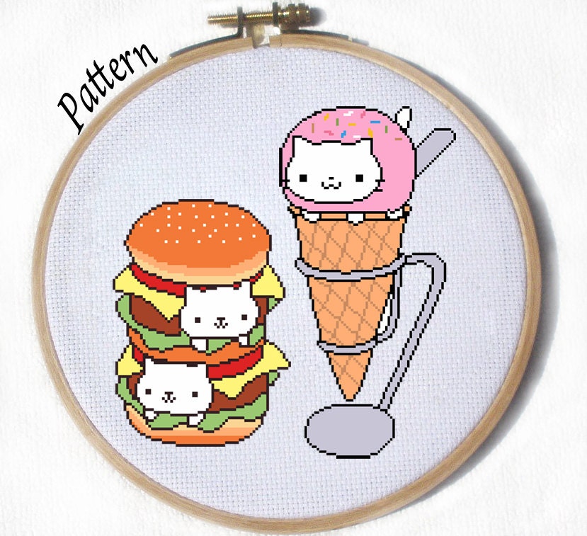 NyanBurger & Nyancream 2 Cross Stitch Patterns