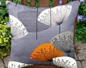 Pillow granite slate gray orange nude dandelion clock design cushion shams Throw pillow UK designer fabric 16 inch