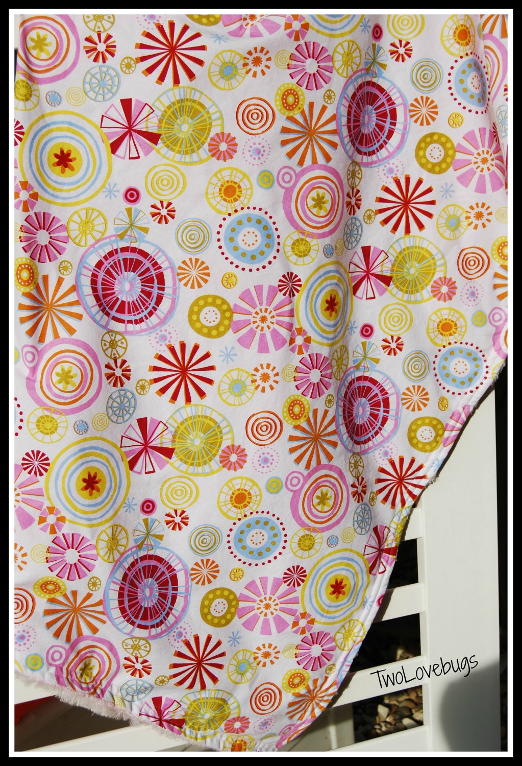 Bright Flower Pink Rose Chenille Blanket