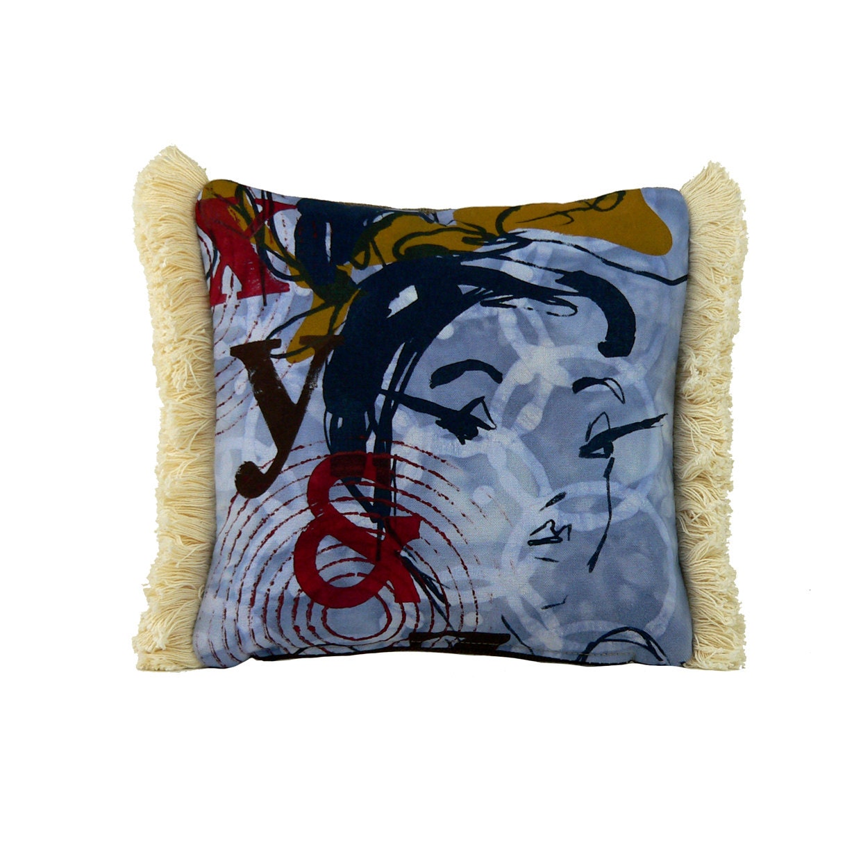 55% OFF and FREE SHIPPING ooak xy& screen print 12x12 decorative throw pillow
