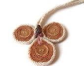 Unique Autumn clover trio circle Thick Hemp and cotton  Necklace