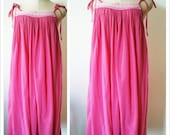 Sale Vintage 1970s Hot Pink Sunress / Summer Cotton Boho Dress / 70s Gauze Sundress
