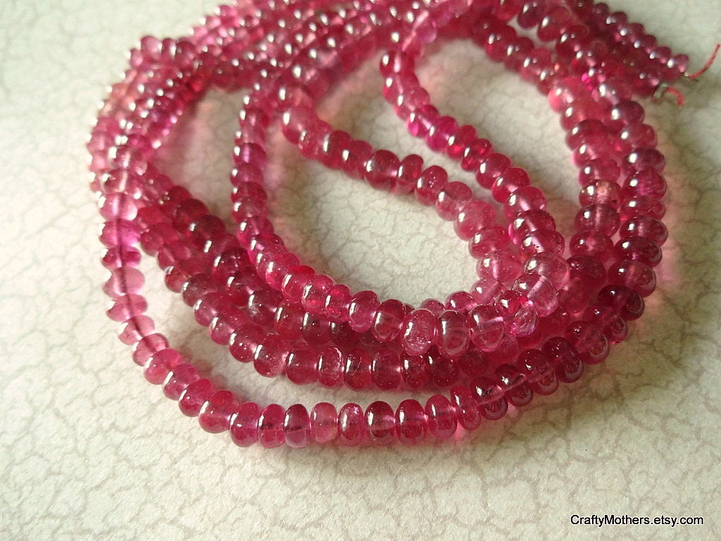 SALE - AAA Hot Pink Transparent Sapphire Smooth Rondelles, 4.5-4.8mm - 2" Strand