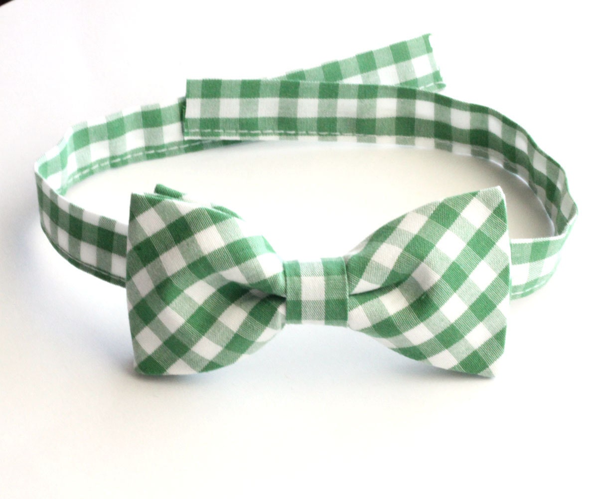 Toddler/Baby/Child Bow Tie - Green Gingham - perfect for family Christmas photos