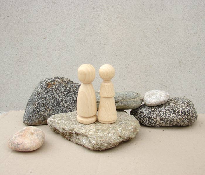 Wooden Doll Pair - man and woman - Peg Dolls - wedding cake - Waldorf Children toys,Wedding, party favors