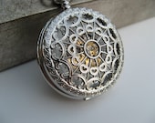 Pocket Watch - 1882's Archaize Silver Arabic Mechanical Pocket Watch, Victorian Steampunk - Groomsmen - Best Man - Watch - ItemMPW24a