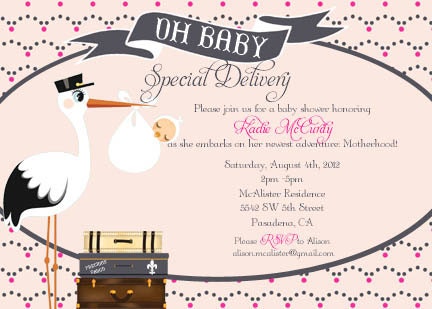 Stork Baby Shower Invitation - PRINTABLE - By A Blissful Nest