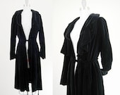 1940s black velvet dress coat / small