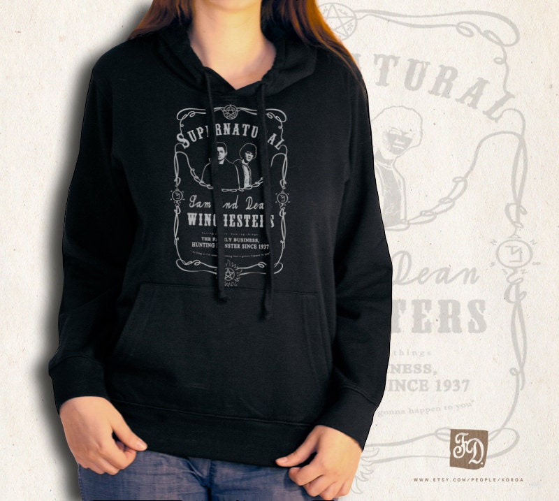 Supernatural hoodie / Sam and Dean Winchesters (Jack Daniels label inspired)  blouse