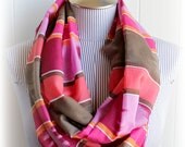 Coral Pink Ikat Southwestern Infinity Scarf, Extra Long Ombre Mobius Scarf