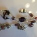 Long Metal Owl Dangle Keychain with Charms and glass purple beads