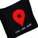 You Are Here Map Pin Black Pillow