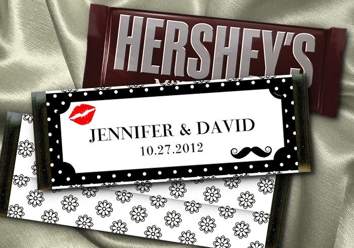 12 Hershey Candy Bar Wrappers, Wedding, Bridal Shower, Moustache, Kiss, Lips, Favors Il_570xn