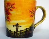 Original Painting on Mug - Autumn warmth - 16 oz hand painted mug