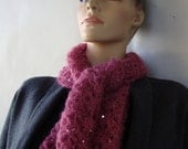 Red Scarf - Mauve Sequined Mohair