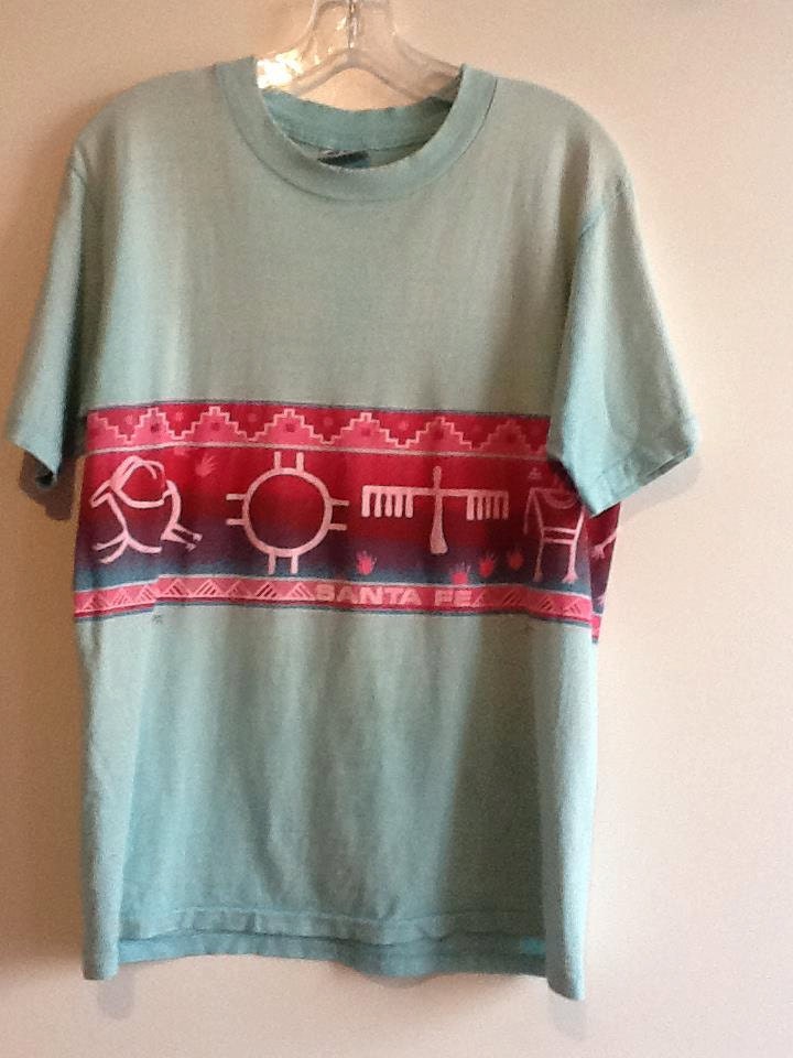 thrashed 80's t-shirt, southwestern NEON Native American graphic, size m - l