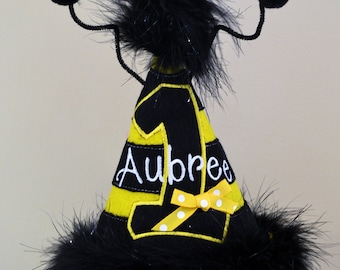 Bumble Bee Queen Bee 1st Birthday Party Hat  or Have Me Custom Make a Hat for Your Party Theme