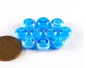 Handmade Glass Beads Lampwork Spacers Aqua Blue White Swirls 8mm Small Rondelle Donut SRA - The Spacer Bead Shop