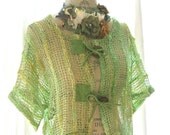 Rustic farmhouse jacket, cottage chic shrug, hand dyed, womens upcycled clothing, farm girl, romantic, summer fall